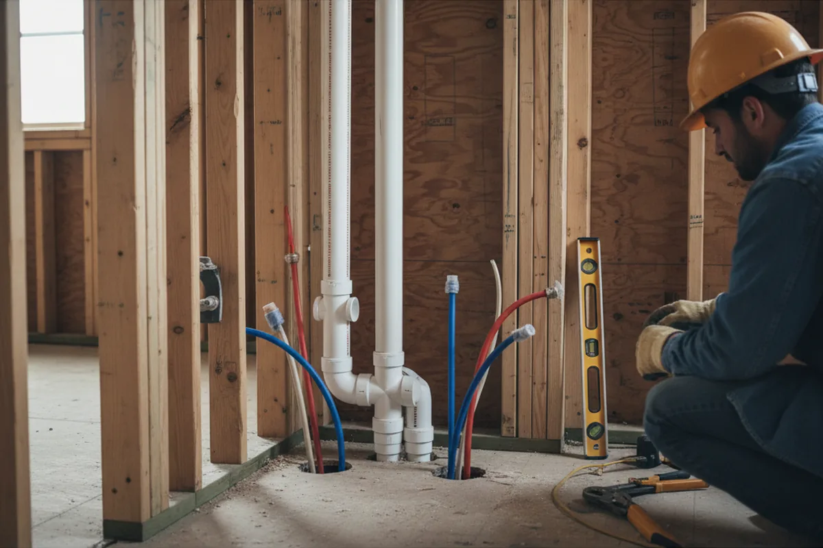 Drain and supply rough-in during Drain Cleaning in Payne